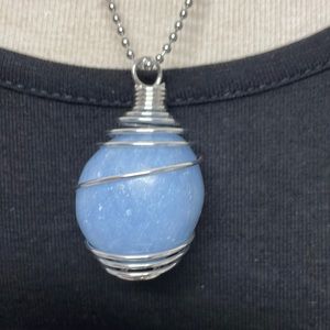 Tumbled Angelite Cage Charm Necklace (3)